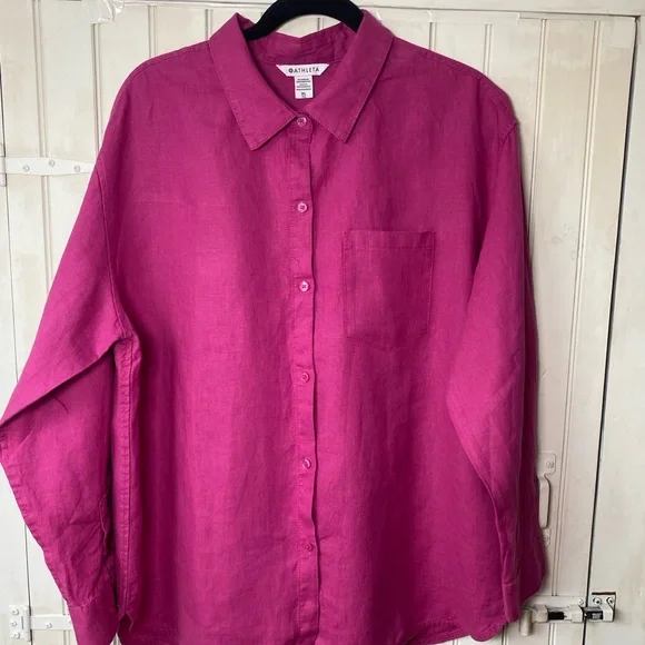 Athleta Retreat Linen Top Iceland Pink Size XL Oversized - Picture 2 of 12